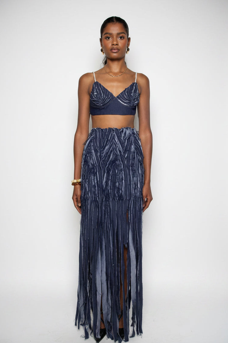 MIDNIGHT GRASS DENIM BRALETTE