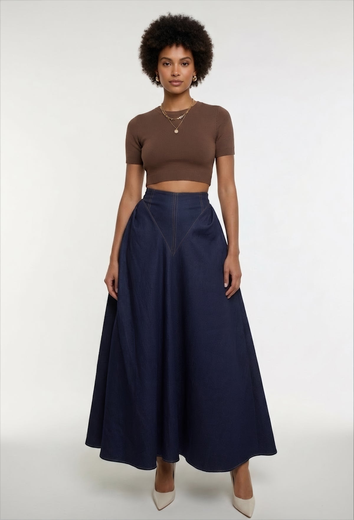 DUSK- NAVY DENIM FULL SKIRT