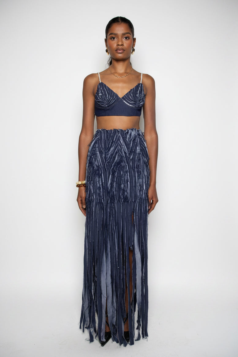 MIDNIGHT GRASS DENIM BRALETTE
